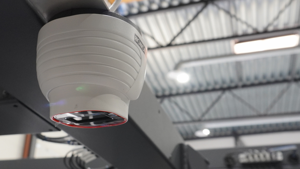 Camera monitoring a secondary packaging line to capture stoppages and performance issues.